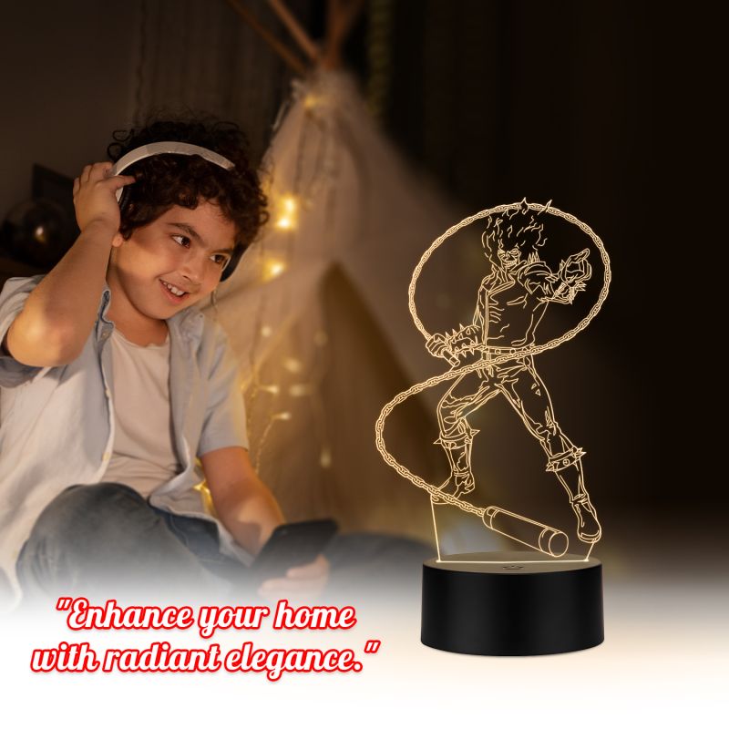 3D Illusion Ghost Raider Led Night Lamp with Warm White Color Gift for Anime Lover